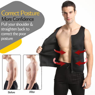 Men's Sauna Vest Body Shaper - Neoprene Waist Trainer & Slimming Sweat Jacket