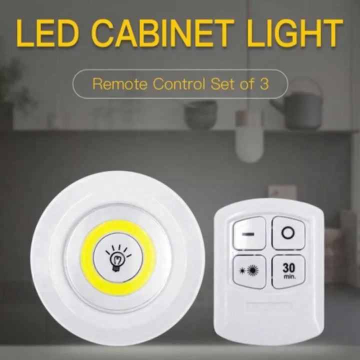 3 Pcs LED Tap Lights with Remote | Battery Operated Stick-On Touch Lights for Home, Kitchen, Closet