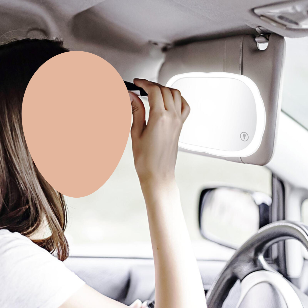 Extra Large Car Mirror with LED Lights – Portable Makeup Mirror