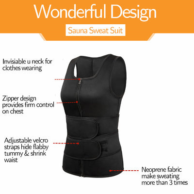 Men's Sauna Vest Body Shaper - Neoprene Waist Trainer & Slimming Sweat Jacket