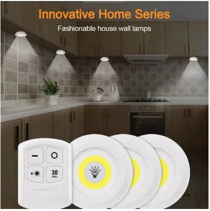 3 Pcs LED Tap Lights with Remote | Battery Operated Stick-On Touch Lights for Home, Kitchen, Closet