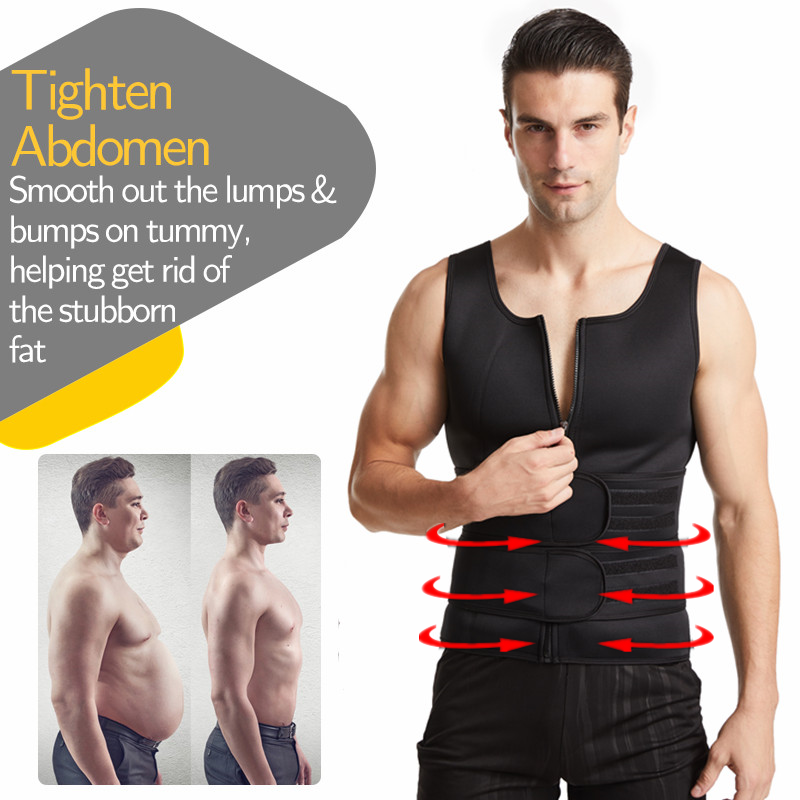 Men's Sauna Vest Body Shaper - Neoprene Waist Trainer & Slimming Sweat Jacket