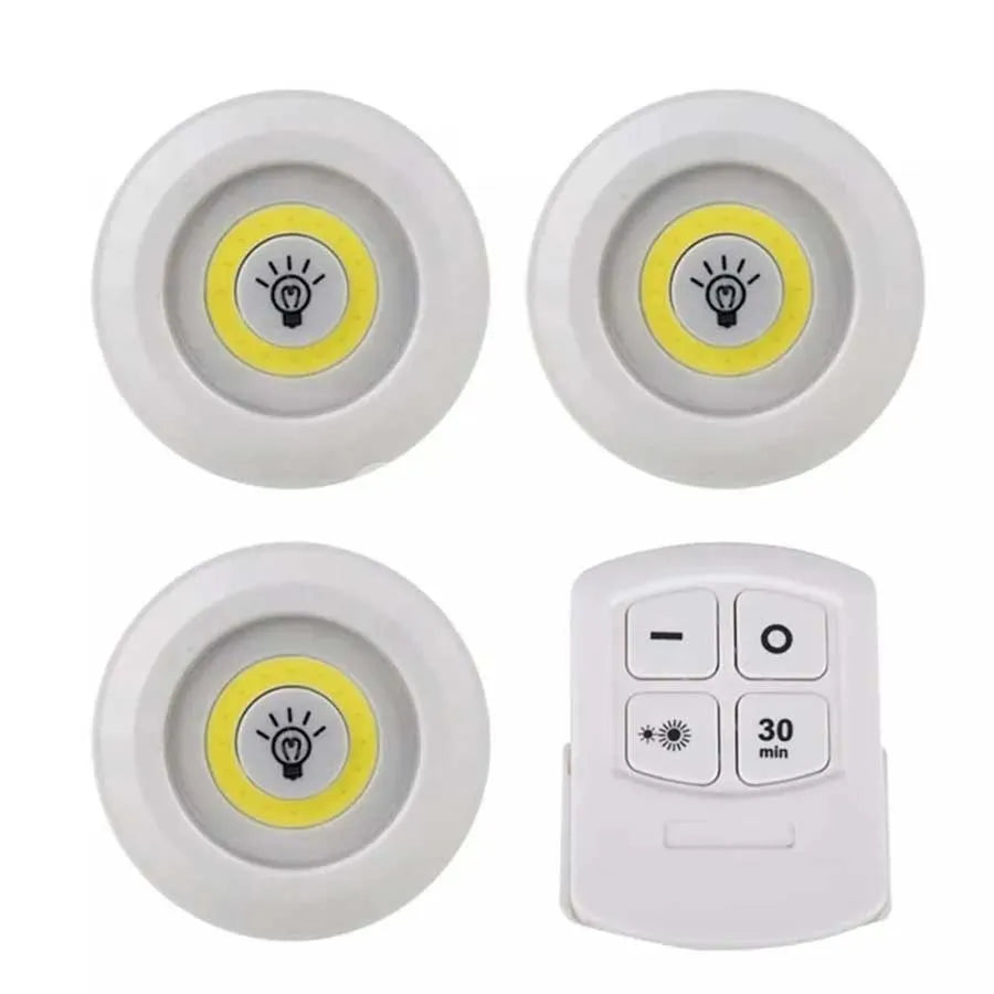 3 Pcs LED Tap Lights with Remote | Battery Operated Stick-On Touch Lights for Home, Kitchen, Closet