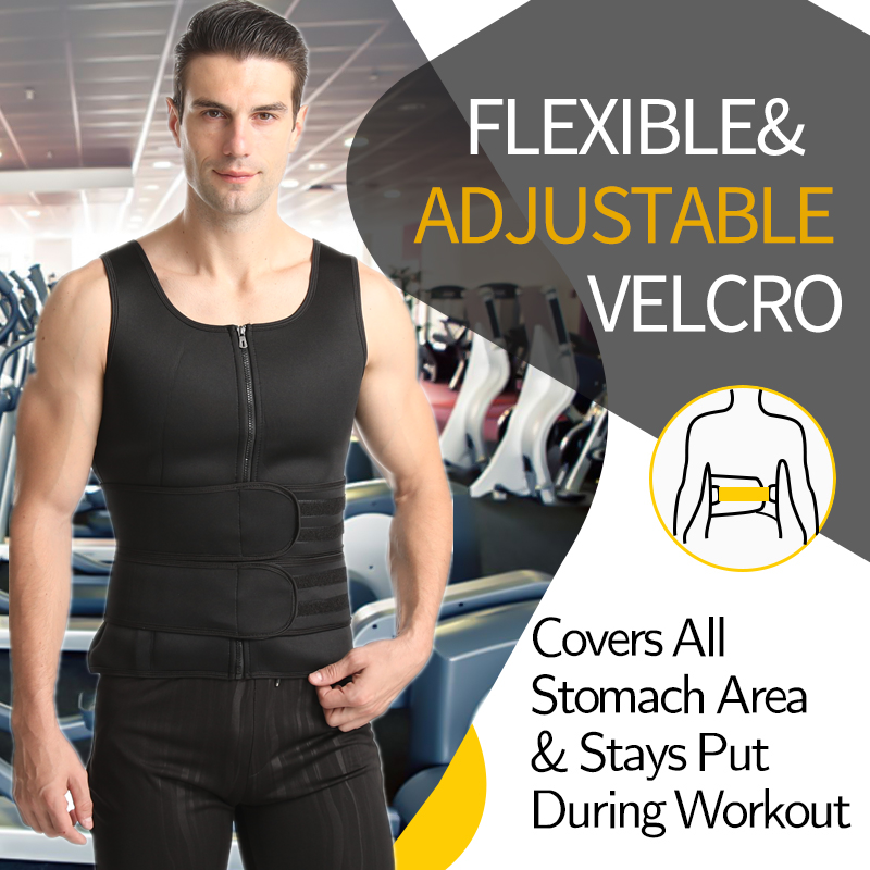 Men's Sauna Vest Body Shaper - Neoprene Waist Trainer & Slimming Sweat Jacket