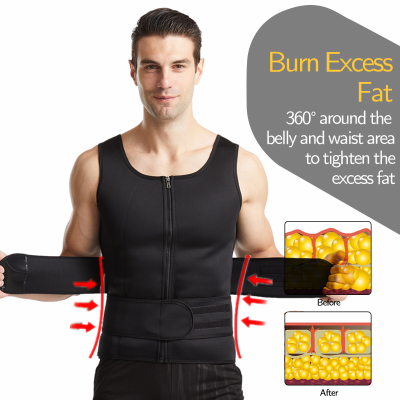 Men's Sauna Vest Body Shaper - Neoprene Waist Trainer & Slimming Sweat Jacket