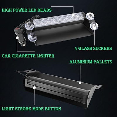 Car LED Red Blue Emergency Strobe Lights Police Dash Light