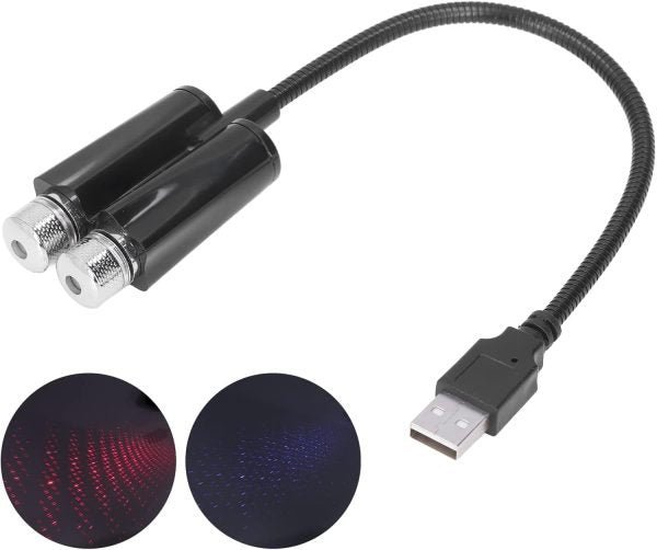 Car Usb Ambient Projector Light Red Blue Lighting