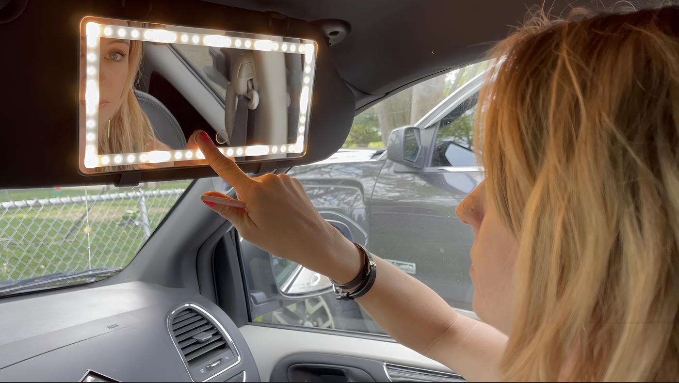 Extra Large Car Mirror with LED Lights – Portable Makeup Mirror
