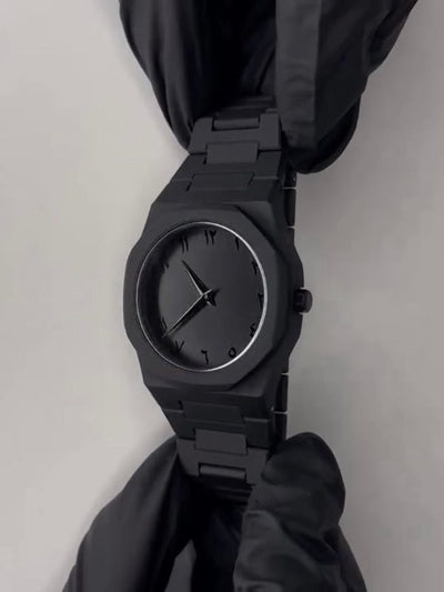 Aura Quartz Watch – Sleek Black, Lightweight Design with Arabic Numerals