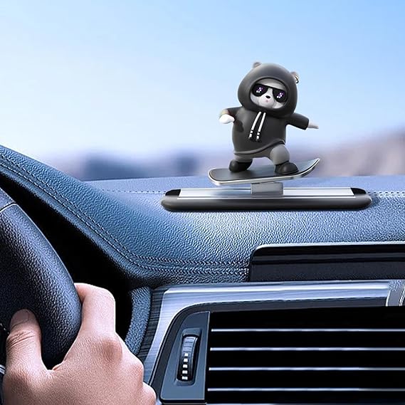 Skateboard Bear Car Dashboard Ornament Quirky & High-Quality Decor