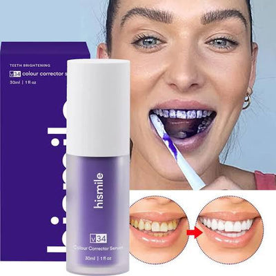 Hismile V34 Teeth Removing Deep Smoke Stains Gingiva Protection Purple Orthopaedic Toothpaste Colour Corrector(30ml)
