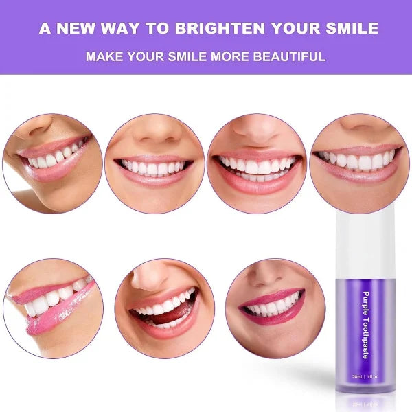 Hismile V34 Teeth Removing Deep Smoke Stains Gingiva Protection Purple Orthopaedic Toothpaste Colour Corrector(30ml)