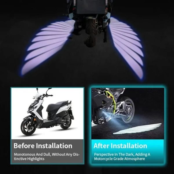 Multicolor Angel Wing LED Light with Bluetooth Control – Perfect for All Bikes & Cars